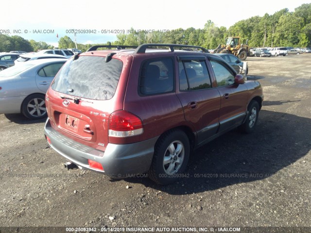 KM8SC73D65U007215 - 2005 HYUNDAI SANTA FE GLS/LX RED photo 4