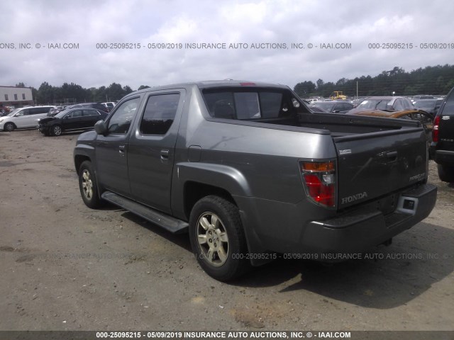 2HJYK16557H551614 - 2007 HONDA RIDGELINE RTL GRAY photo 3