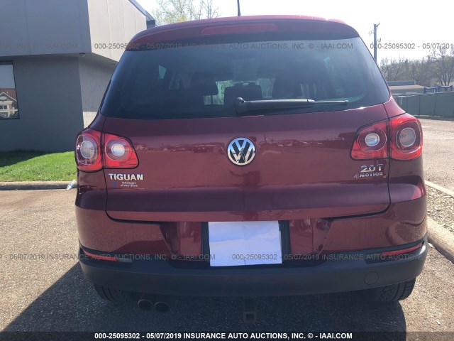 WVGBV75N09W504951 - 2009 VOLKSWAGEN TIGUAN MAROON photo 6