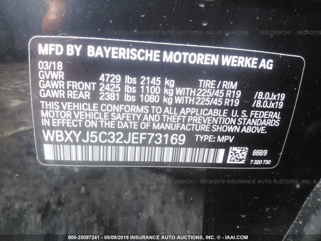 WBXYJ5C32JEF73169 - 2018 BMW X2 XDRIVE28I BLACK photo 9