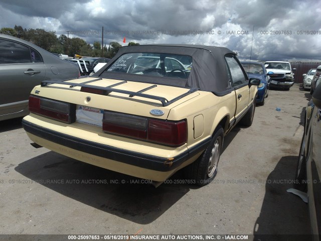 1FABP44E5JF286238 - 1988 FORD MUSTANG LX YELLOW photo 4