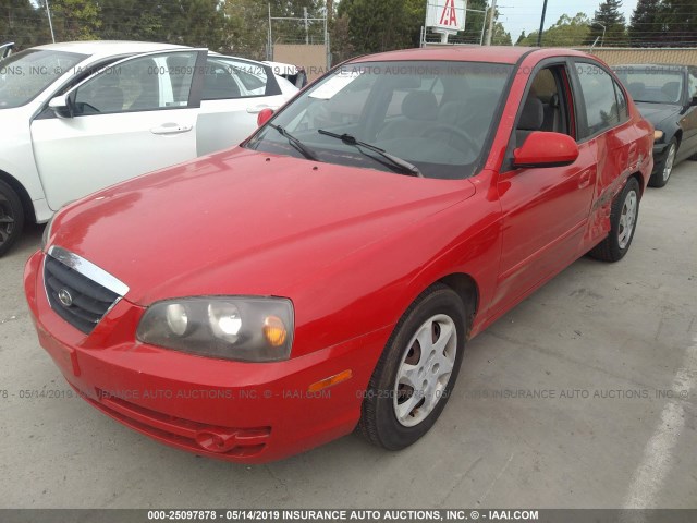 KMHDN46D25U943040 - 2005 HYUNDAI ELANTRA GLS/GT RED photo 2