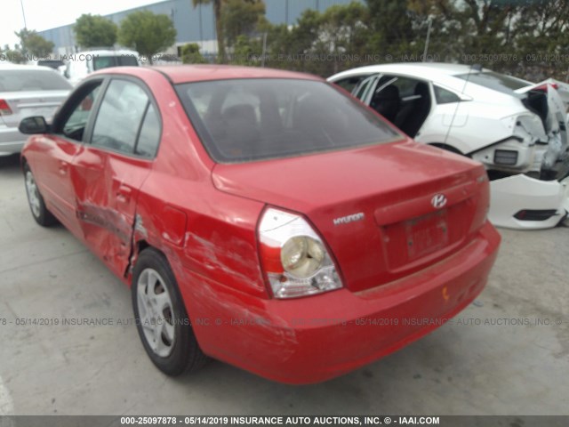 KMHDN46D25U943040 - 2005 HYUNDAI ELANTRA GLS/GT RED photo 3