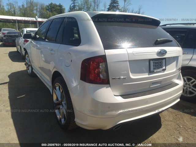 2FMDK4AKXCBA41818 - 2012 FORD EDGE SPORT WHITE photo 3