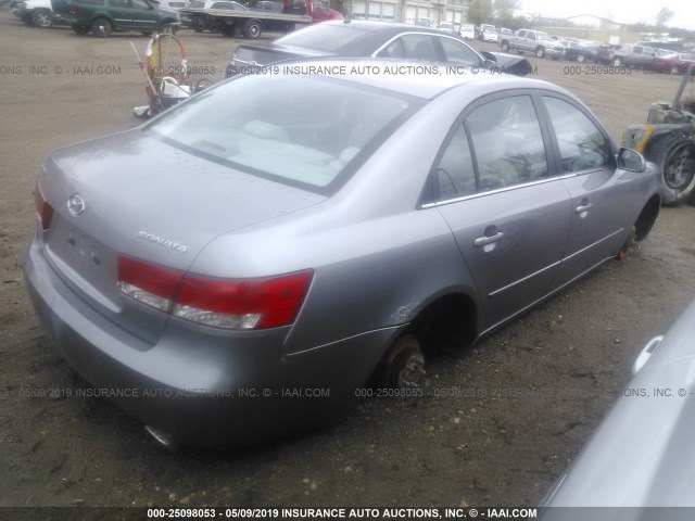 KMHEU46C26A073873 - 2006 HYUNDAI SONATA GLS/LX GRAY photo 4