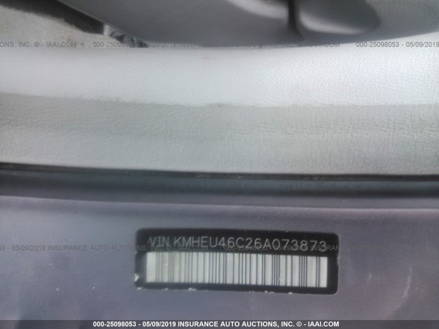 KMHEU46C26A073873 - 2006 HYUNDAI SONATA GLS/LX GRAY photo 9