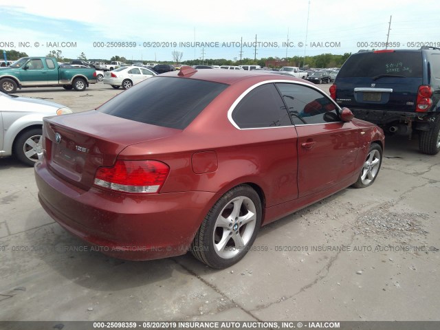 WBAUP73508VF08206 - 2008 BMW 128 I RED photo 4