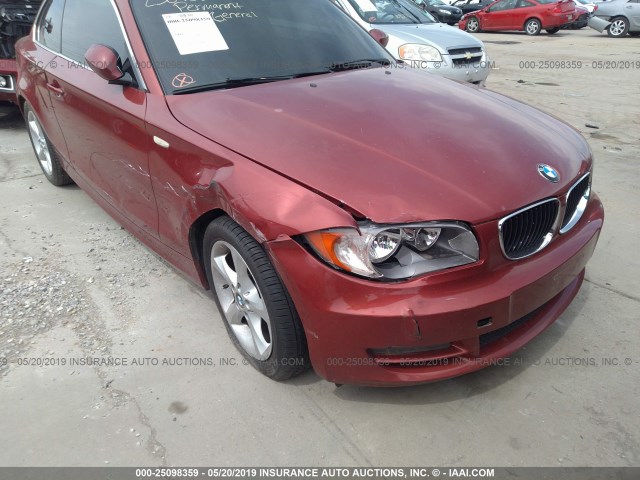 WBAUP73508VF08206 - 2008 BMW 128 I RED photo 6