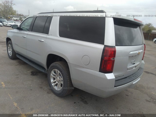 1GNSKHKC7KR297668 - 2019 CHEVROLET SUBURBAN K1500 LT SILVER photo 3