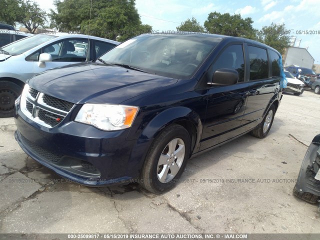 2C4RDGBG6DR628932 - 2013 DODGE GRAND CARAVAN SE Dark Blue photo 2