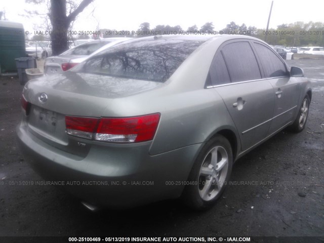 5NPEU46F57H271193 - 2007 HYUNDAI SONATA SE/LIMITED GREEN photo 4