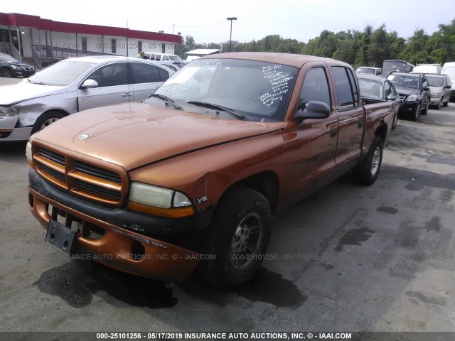 1B7GL2AX7YS727486 - 2000 DODGE DAKOTA QUAD ORANGE photo 2