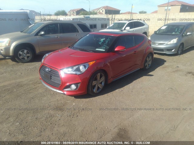 KMHTC6AE4DU127653 - 2013 HYUNDAI VELOSTER TURBO RED photo 2