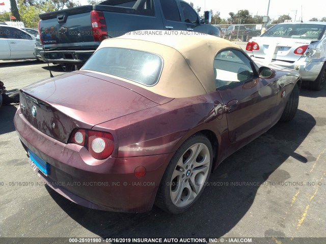 4USBT53535LU09453 - 2005 BMW Z4 3.0 PURPLE photo 4