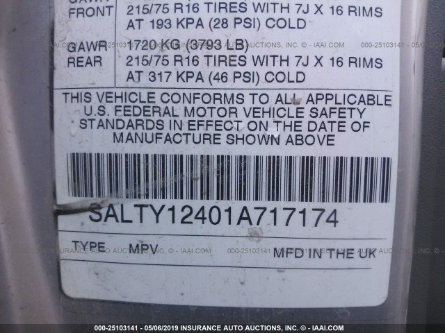 SALTY12401A717174 - 2001 LAND ROVER DISCOVERY II SE Pewter photo 9