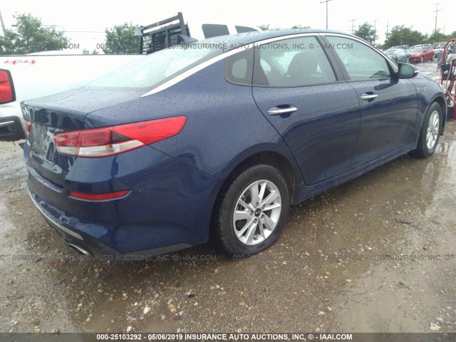 5XXGT4L34KG279831 - 2019 KIA OPTIMA LX/S BLUE photo 4