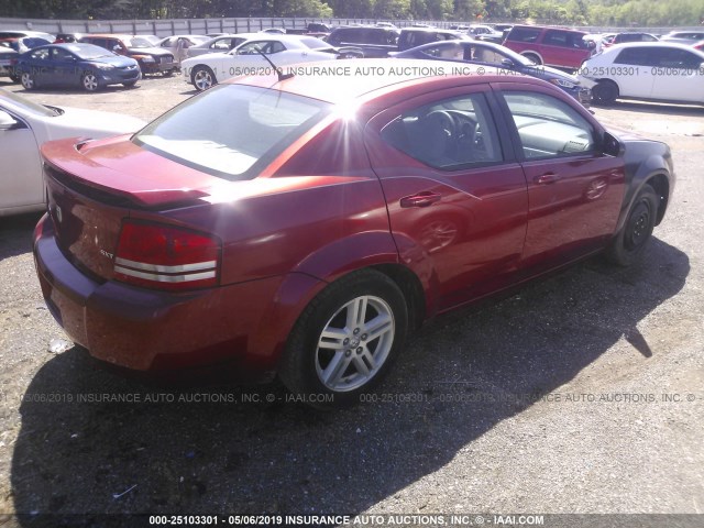 1B3LC56K28N129934 - 2008 DODGE AVENGER SXT RED photo 4