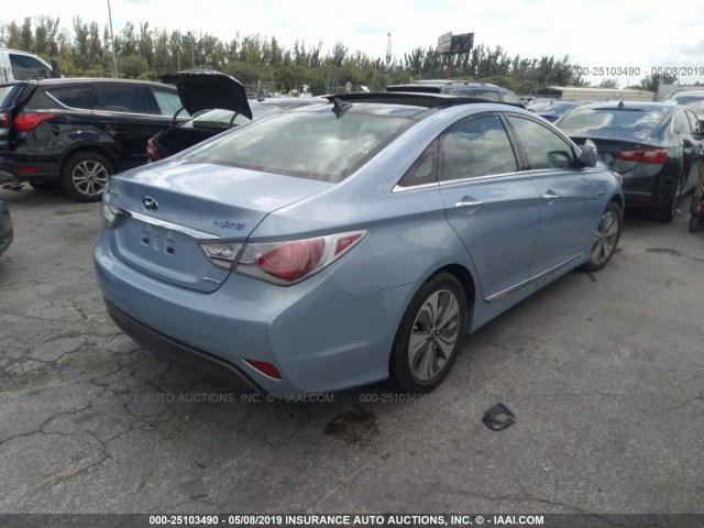 KMHEC4A46FA119515 - 2015 HYUNDAI SONATA HYBRID/LIMITED BLUE photo 4