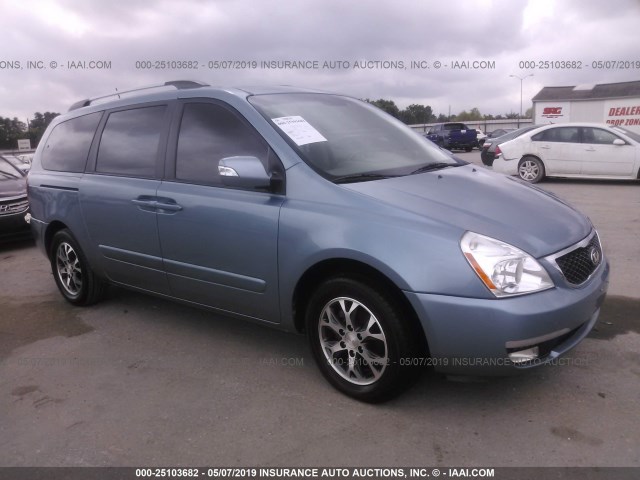 KNDMG4C78E6554467 - 2014 KIA SEDONA LX BLUE photo 1