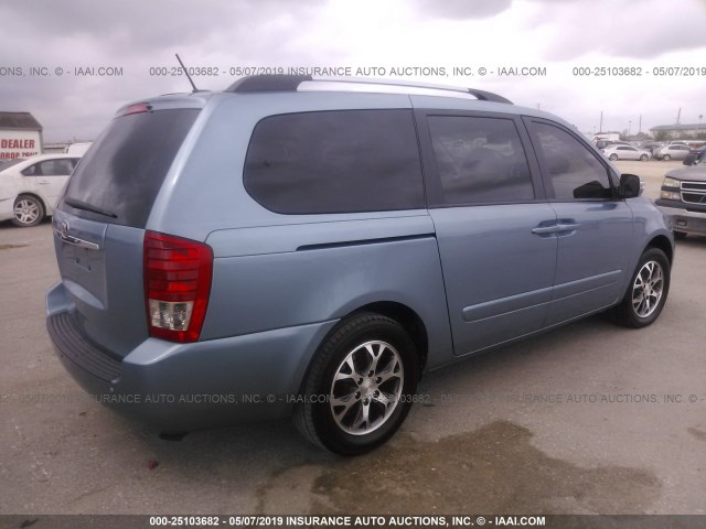 KNDMG4C78E6554467 - 2014 KIA SEDONA LX BLUE photo 4