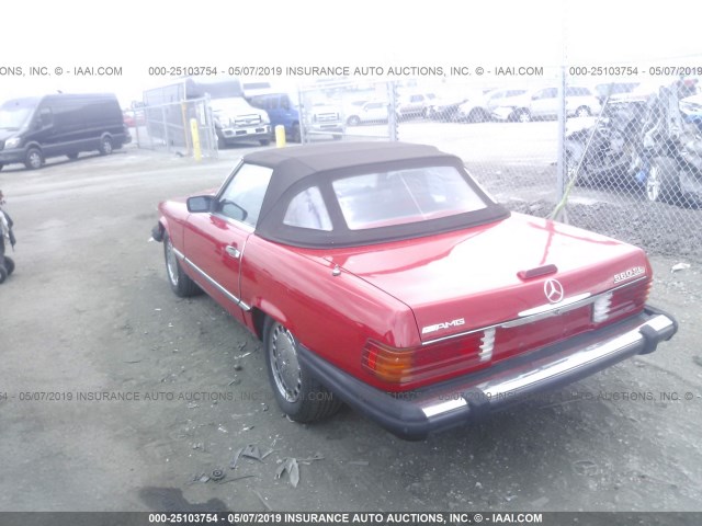 WDBBA48DXHA065513 - 1987 MERCEDES-BENZ 560 SL RED photo 3