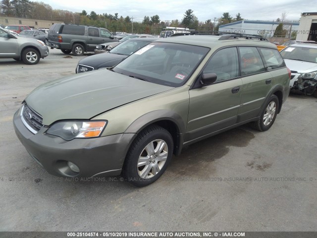 4S4BP61C957342590 - 2005 SUBARU LEGACY OUTBACK 2.5I GREEN photo 2