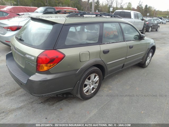 4S4BP61C957342590 - 2005 SUBARU LEGACY OUTBACK 2.5I GREEN photo 4