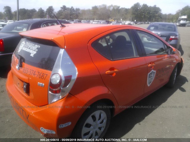 JTDKDTB32C1017578 - 2012 TOYOTA PRIUS C ORANGE photo 4