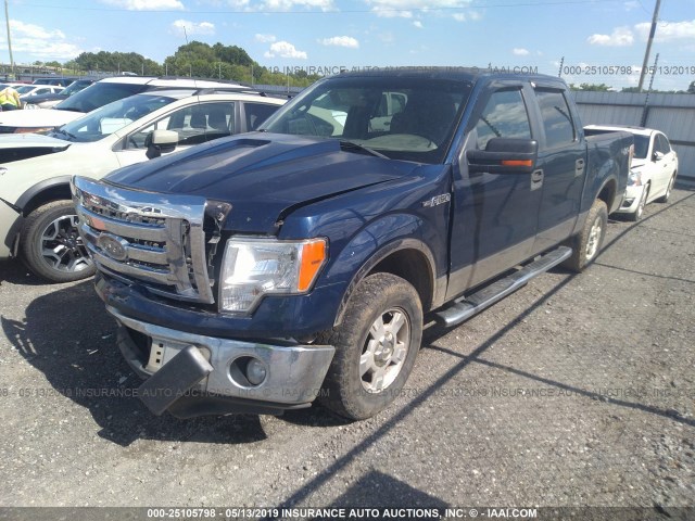1FTFW1EV6AKC53557 - 2010 FORD F150 SUPERCREW BLUE photo 2