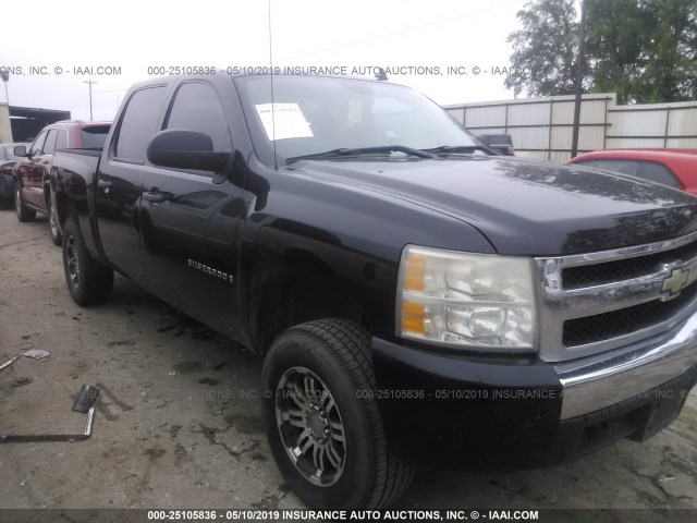 2GCEK13C771711494 - 2007 CHEVROLET SILVERADO K1500 CREW CAB BLACK photo 1