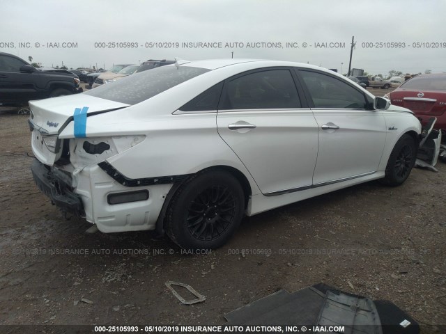 KMHEC4A41FA121351 - 2015 HYUNDAI SONATA HYBRID/LIMITED WHITE photo 4