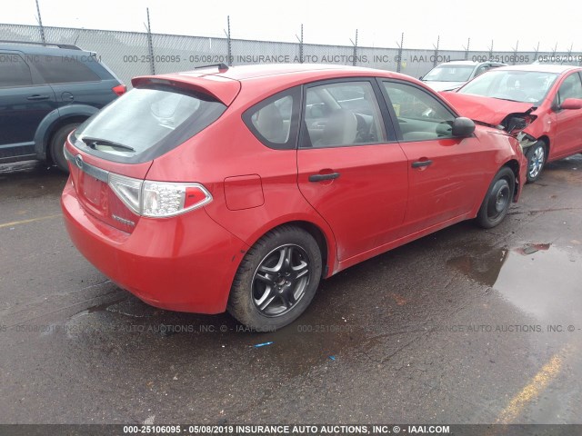 JF1GH61638H804857 - 2008 SUBARU IMPREZA 2.5I RED photo 4