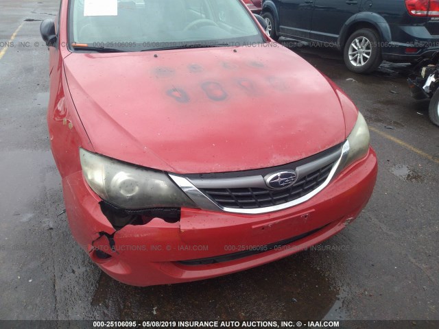 JF1GH61638H804857 - 2008 SUBARU IMPREZA 2.5I RED photo 6