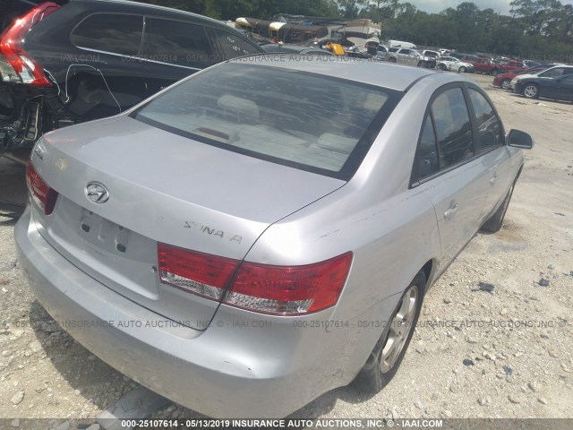 5NPEU46C16H120744 - 2006 HYUNDAI SONATA GLS/LX SILVER photo 4