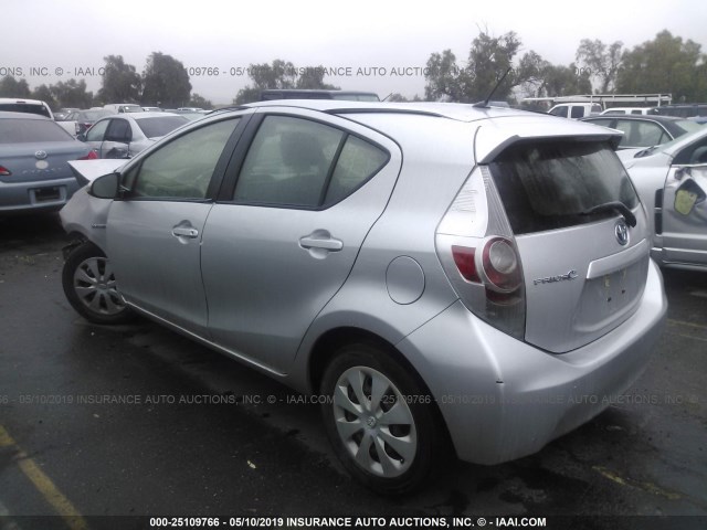 JTDKDTB34C1511845 - 2012 TOYOTA PRIUS C SILVER photo 3