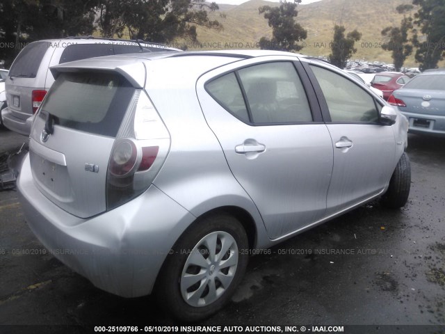 JTDKDTB34C1511845 - 2012 TOYOTA PRIUS C SILVER photo 4