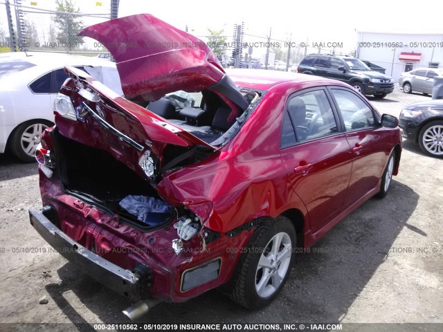 2T1BU4EE6DC100477 - 2013 TOYOTA COROLLA S/LE RED photo 4