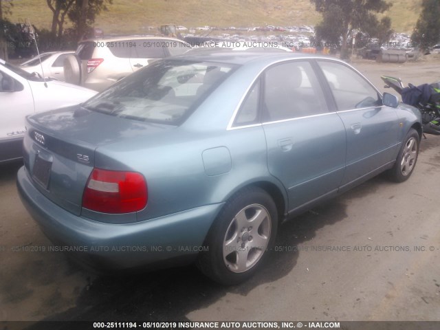 WAUED28D6XA007453 - 1999 AUDI A4 2.8 QUATTRO BLUE photo 4