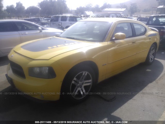 2B3KA53H76H347433 - 2006 DODGE CHARGER R/T YELLOW photo 2