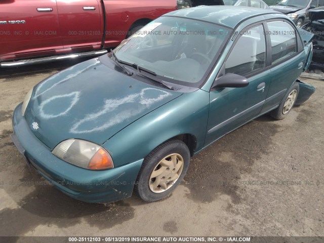 2C1MR5221W6719256 - 1998 CHEVROLET METRO LSI GREEN photo 2