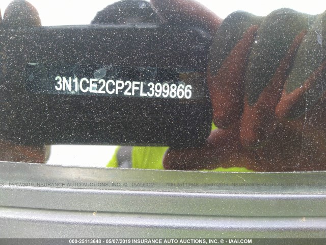 3N1CE2CP2FL399866 - 2015 NISSAN VERSA NOTE S/S PLUS/SV/SL/SR SILVER photo 9