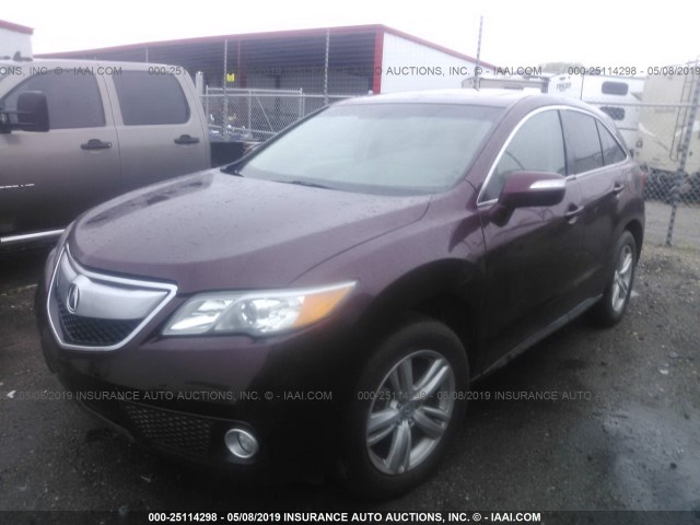 5J8TB3H55FL007589 - 2015 ACURA RDX TECHNOLOGY MAROON photo 2