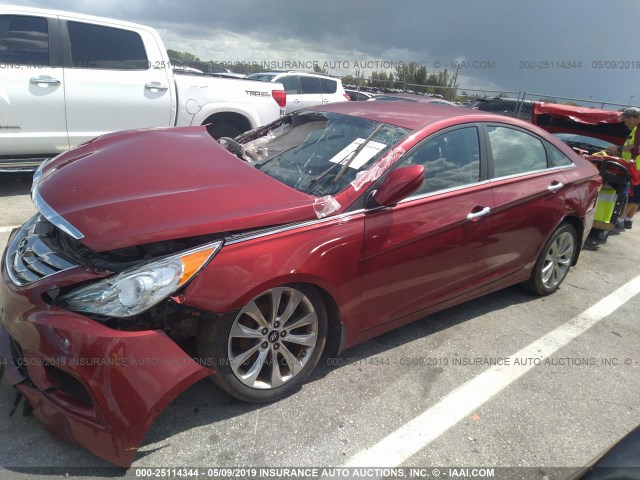 5NPEC4AC3DH528959 - 2013 HYUNDAI SONATA SE/LIMITED RED photo 2