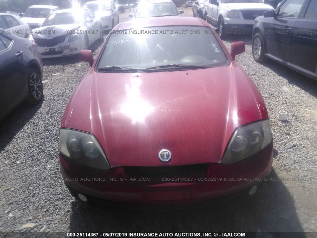 KMHHN65F44U125274 - 2004 HYUNDAI TIBURON GT RED photo 6