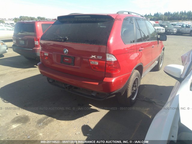 5UXFA13585LY01610 - 2005 BMW X5 RED photo 4