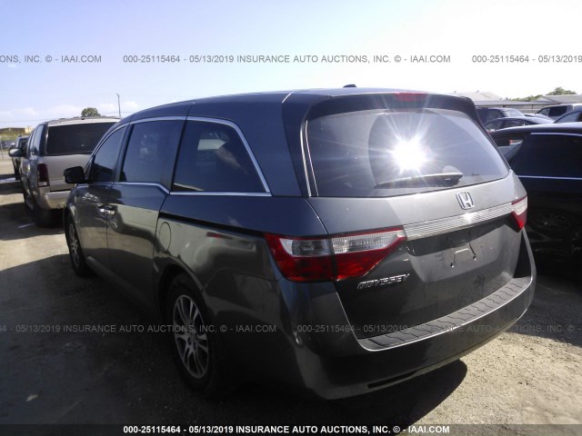 5FNRL5H69CB132460 - 2012 HONDA ODYSSEY EXL GRAY photo 3