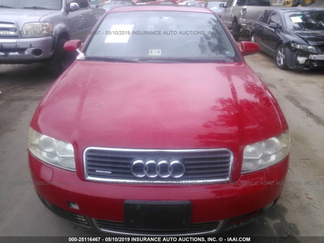 WAULC68EX4A134986 - 2004 AUDI A4 1.8T QUATTRO RED photo 6