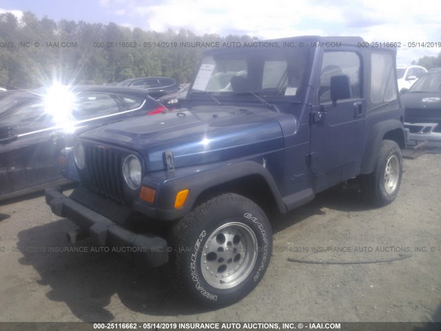 1J4FA29P21P351045 - 2001 JEEP WRANGLER / TJ SE BLUE photo 2