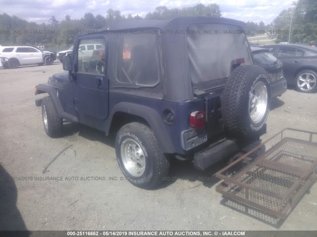 1J4FA29P21P351045 - 2001 JEEP WRANGLER / TJ SE BLUE photo 3