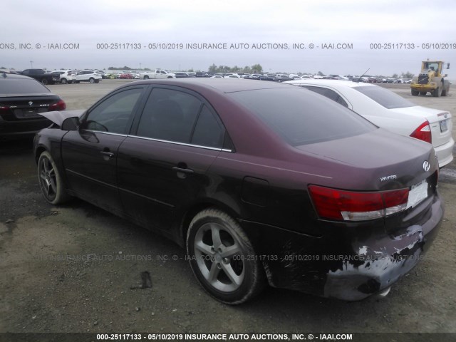 5NPEU46F67H198397 - 2007 HYUNDAI SONATA SE/LIMITED MAROON photo 3